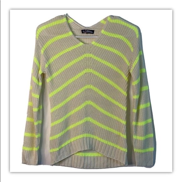 Freshman 1986JR Avery neon stripe pullover sweater - Picture 1 of 8